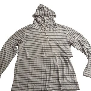 Bhome Nursing Striped Hoodie Sweatshirt Long Sleeve XXL